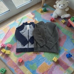 Cat & Jack Navy & Heather Gray Colorblock Zip Hoodie Pair (Two-Pack Look) NWT